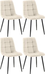 thumbnail of 4er Set Esszimmerstuhl FIGAD - Samt Creme 45x55x84 cm | Essstühle Esszimmerstühle Küchenstühle Wohnzimmerstühle