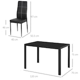 thumbnail of Conjunto de comedor de mesa y 4 sillas 5 piezas juego de muebles de cocina mesa rectangular de vidrio templado y sillas tapizadas en PU negro