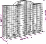 thumbnail of vidaXL Gabionen mit Hochbogen 5 Stk. 200x50x140/160cm Verzinktes Eisen