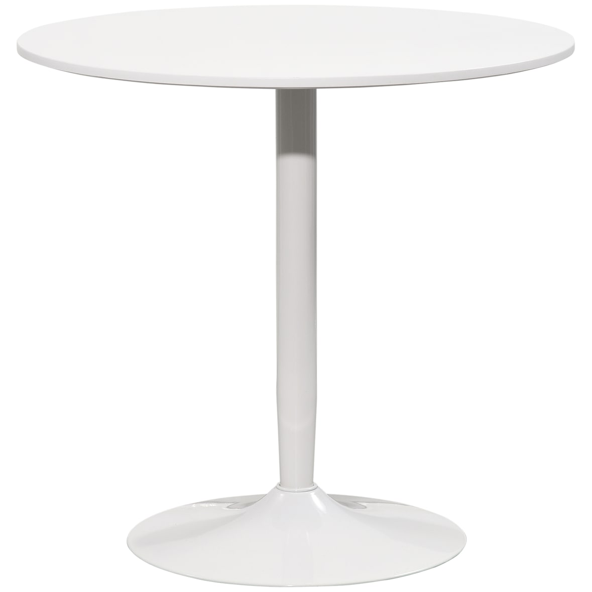 HOMCOM mesa de comedor redonda mesa de cocina moderna para 2 personas con base de acero y almohadilla antideslizante para salón Ø80x75 cm blanco