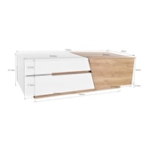 thumbnail of Merax Ausziehbarer Couchtisch, Wohnzimmertisch mit Schubladen, Beistelltisch mit Farbblockstruktur, Weiß und Holzfarbe