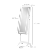 thumbnail of HOMCOM Espejo Joyero de Pie Armario de Joyería con Luces LED y Cerradura Magnética Organizador de Joyas con Estantes Ranuras 46x36,5x151,5 cm