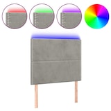 thumbnail of vidaXL LED Kopfteil Hellgrau 100x5x118/128 cm Samt