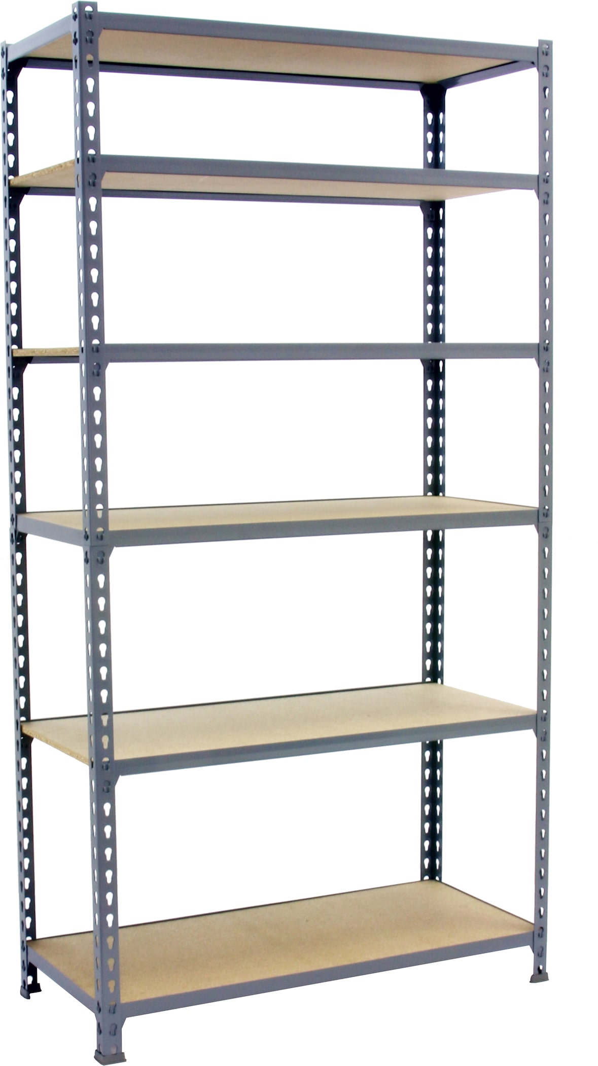 SimonRack Estantería Metálica, 2500x900x300 mm, 6 Alturas, Bandeja Madera, 150 kg de Punto Flexión, Gris/Madera - Maderclick