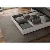 thumbnail of Letto contenitore imbottito 160x190 tessuto Aragona 7 azzurro Mados