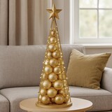 thumbnail of Deko-Baum HWC-O91, Weihnachtsbaum Schmuckbaum Weihnachtsdeko Christbaum zum Beschmücken, Metall 90cm ~ goldfarben