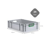 thumbnail of PROREGAL SuperSparSet 5x Eurobox NextGen Color, HxBxT 17x40x60cm, 34 Liter, Griffe grün offen, Grau, Eurobehälter, Box, Transportbehälter