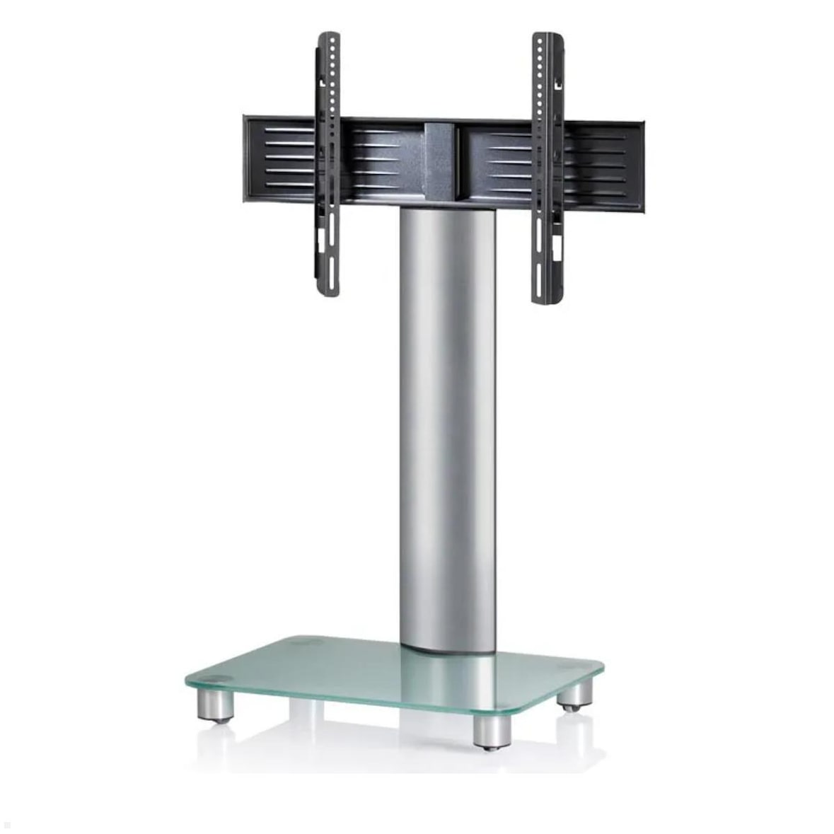 VCM Tosal Mobiler TV Ständer ohne Regal bis 70 Zoll, Mattglas, silber
