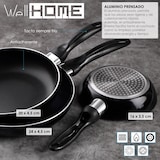 thumbnail of WellHome - Set di pentole in acciaio inox da 12 pezzi con 3 padelle Ø16/20/24 cm in alluminio pressato nero