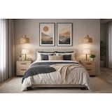thumbnail of WellHome - Set nachtkastjes van hout met 2 laden in kleur Eiken 41 x 40 x 45 cm - Eria Oak
