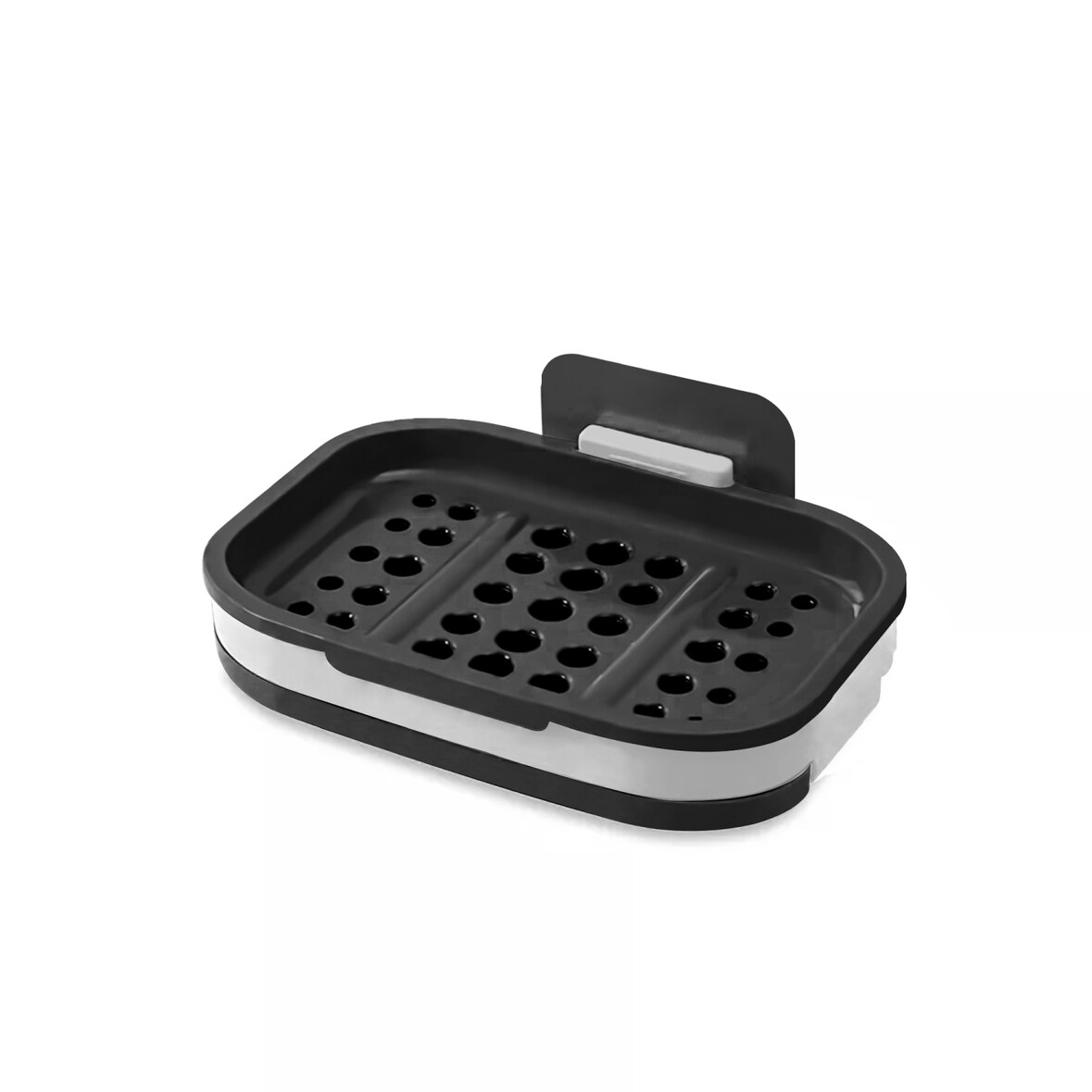 Intirilife Seifenschale 13 x 9 x 2 cm in Grau - Seifenhalterung für die Wand, mit Wasserspeicher, zum kleben, ohne bohren