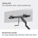 thumbnail of ACT AC8344 Premium Dual Monitorarm | Gasveer | Crossbar | 2 monitoren tot elk 32"en 9Kg | VESA | Kantelen/Roteren/Zwenken | Zwart