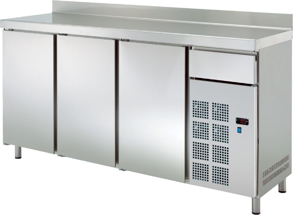 Kühler gegenauflager 3 türen 1 schublade - 2020x600x1050 mm - 220 W 230/1V - 76979509 Eurast
