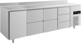 thumbnail of Gastro Kühltisch 1 Tür links je 2 Schubladen mittig 3 Schubladen rechts, Aufkantung, Umluftkühlung 2330x700x850mm -2/+8°C 632l