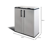 thumbnail of Cache Poubelles de tri Selectif 2 Sacs - Armoire Recyclage 68 x 37 x 90 cm Gris Clair 2 Portes 4 pieds ART PLAST