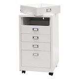 thumbnail of Verrijdbaar onderstel HWC-L49, ladekast stalen archiefkast, metaal 75x40x41cm 5 laden ~ wit