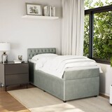 thumbnail of vidaXL Boxspringbett mit Matratze Hellgrau 90x190 cm Samt