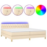 thumbnail of vidaXL Boxspringbett mit Matratze & LED Creme 200x200 cm Stoff