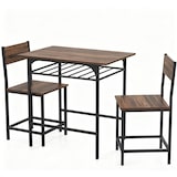 thumbnail of COSTWAY Mesa de Comedor con 2 Sillas, Juego de Comedor de 3 Piezas de Madera con Compartimento de Almacenamiento y Marco Metálico