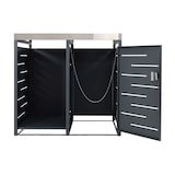 thumbnail of 1er-Mülltonnenverkleidung mit Brennholzlager HWC-H40, Mülltonnenbox, 125x130x80cm erweiterbar Metall 45kg ~ anthrazit