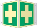 thumbnail of Winkelschild Erste Hilfe, ISO 7010, Kunststoff, nachleucht., 160-mcd, 200x200 mm