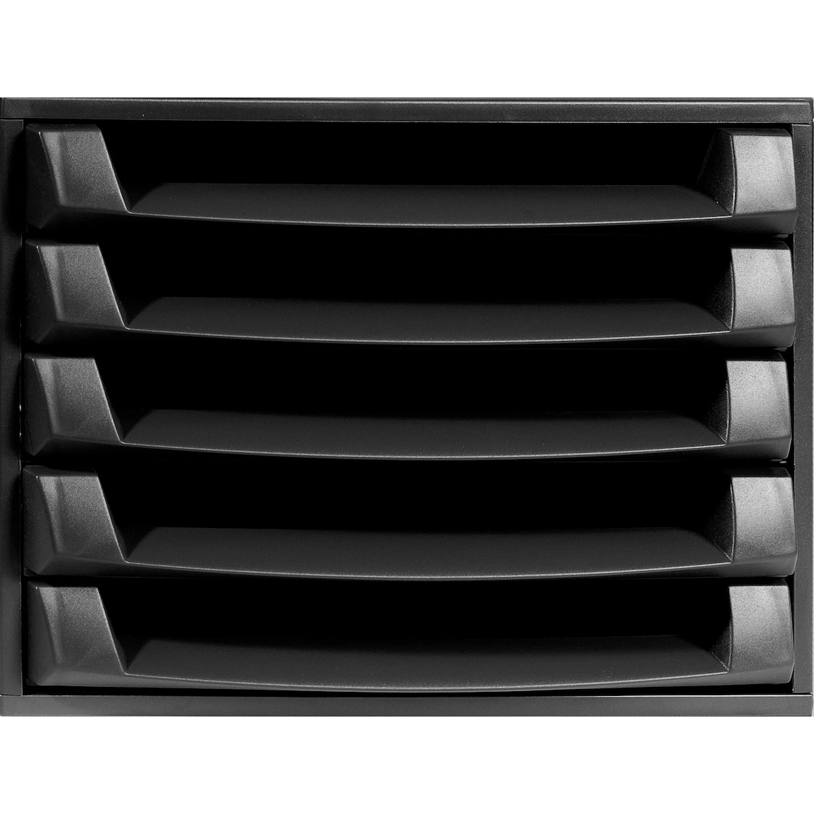 Exacompta 221014D 1x THE BOX, ladenbox met 5 open laden voor DIN A4+ documenten, zwart