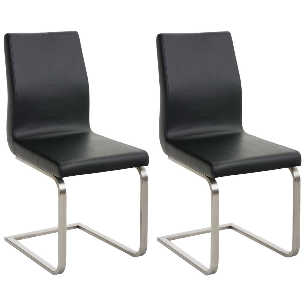 Décoshop26 - Sillas de comedor x2 diseño moderno PVC negro estructura de acero inoxidable 10_0007402