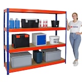 thumbnail of PROREGAL Étagère charge lourde DINO, HxLxP 180x200x60cm, 500kg par niveau, Bleu & Orange, Étagère robuste de Garage, Atelier