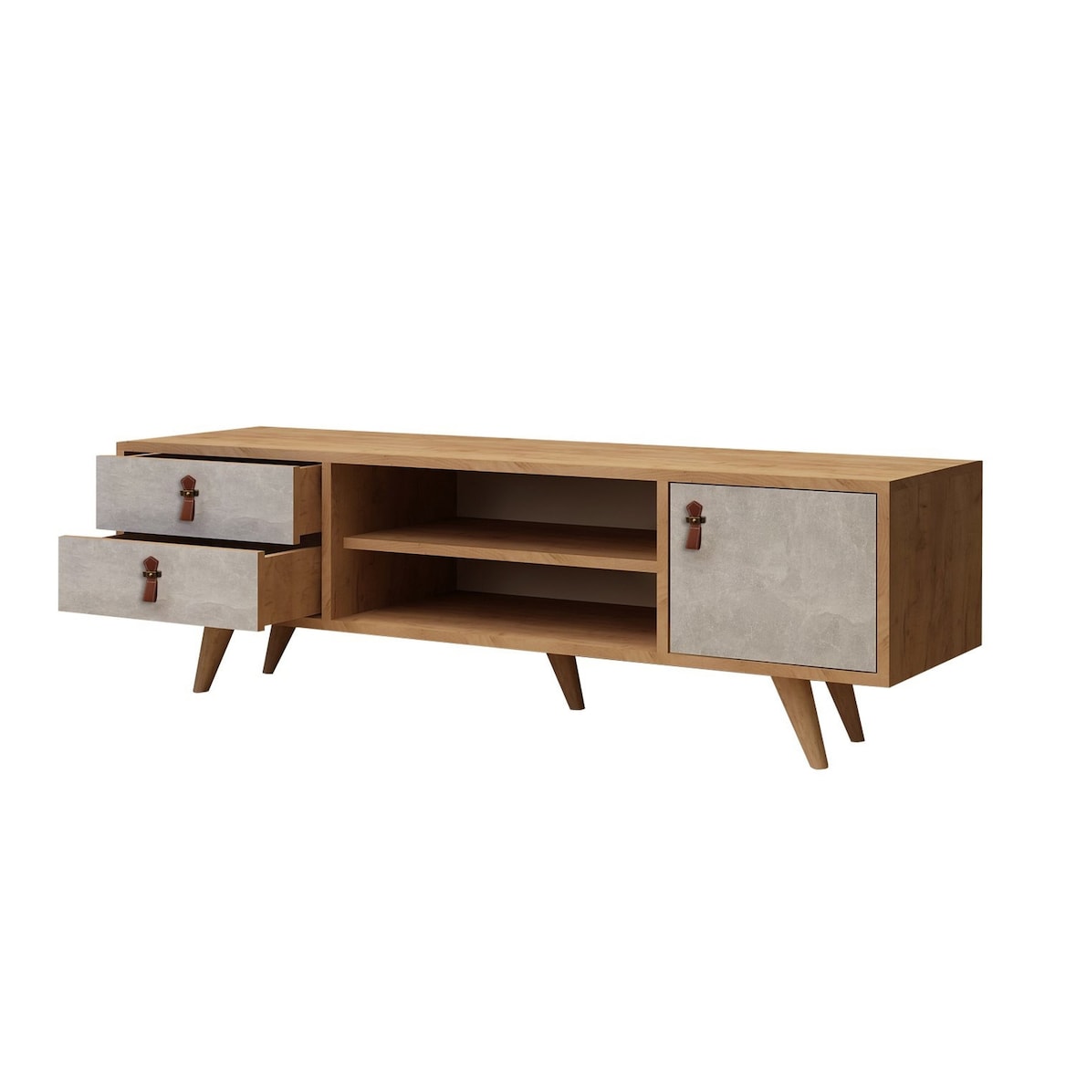 WellHome - Mesa de TV em aglomerado de melamina marrom e branco - 120x53x40cm