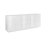 thumbnail of Dmora Kommode Sven, Küchen-Sideboard mit 4 Türen und 3 Schubladen, Wohnzimmer-Buffet, 100 % Made in Italy, cm 220x43h86, glänzend weiß
