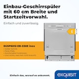 thumbnail of Exquisit Geschirrspüler EGSP6012-EB-030E inox | Spülmaschine 60 cm | ECO-Modus | Maßgedecke: 12 | Startzeitvorwahl | Einbaugerät