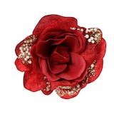 thumbnail of Künstliche Samtrose Clip Kunstblumen Kunstrosen Hochzeit Christbaumschmuck rot