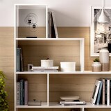 thumbnail of Dmora Buchhandlung Vancouver, Doppelseitiges Bücherregal mit 6 Einlegeböden, Trennregal mit Bürofächern, 145x29h145 cm, Glänzend Weiß