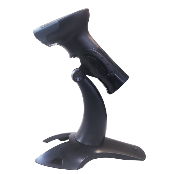 10POS Leitor de código de barras laser 1D e 2D IS-300UN. USB Preto, Cor Preto. Suporte incluído.