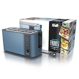 thumbnail of Arendo 4-Scheiben-Toaster mit Restzeitanzeige, Langschlitz-Toaster, Auftaufunktion, 6 Stufen, Blau