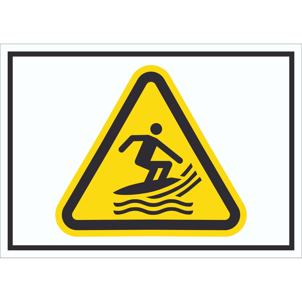 Schild Warnung Surfsportgebiet Symbol A2 Rückseite selbstklebend