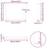 thumbnail of vidaXL Esstischbeine V-Form 3 Stück Naturstahl 100x(72-73,3) cm Stahl