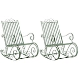 thumbnail of Lot de 2 Fauteuils à bascule d'extérieur Smilla en fer forgé Vert antique