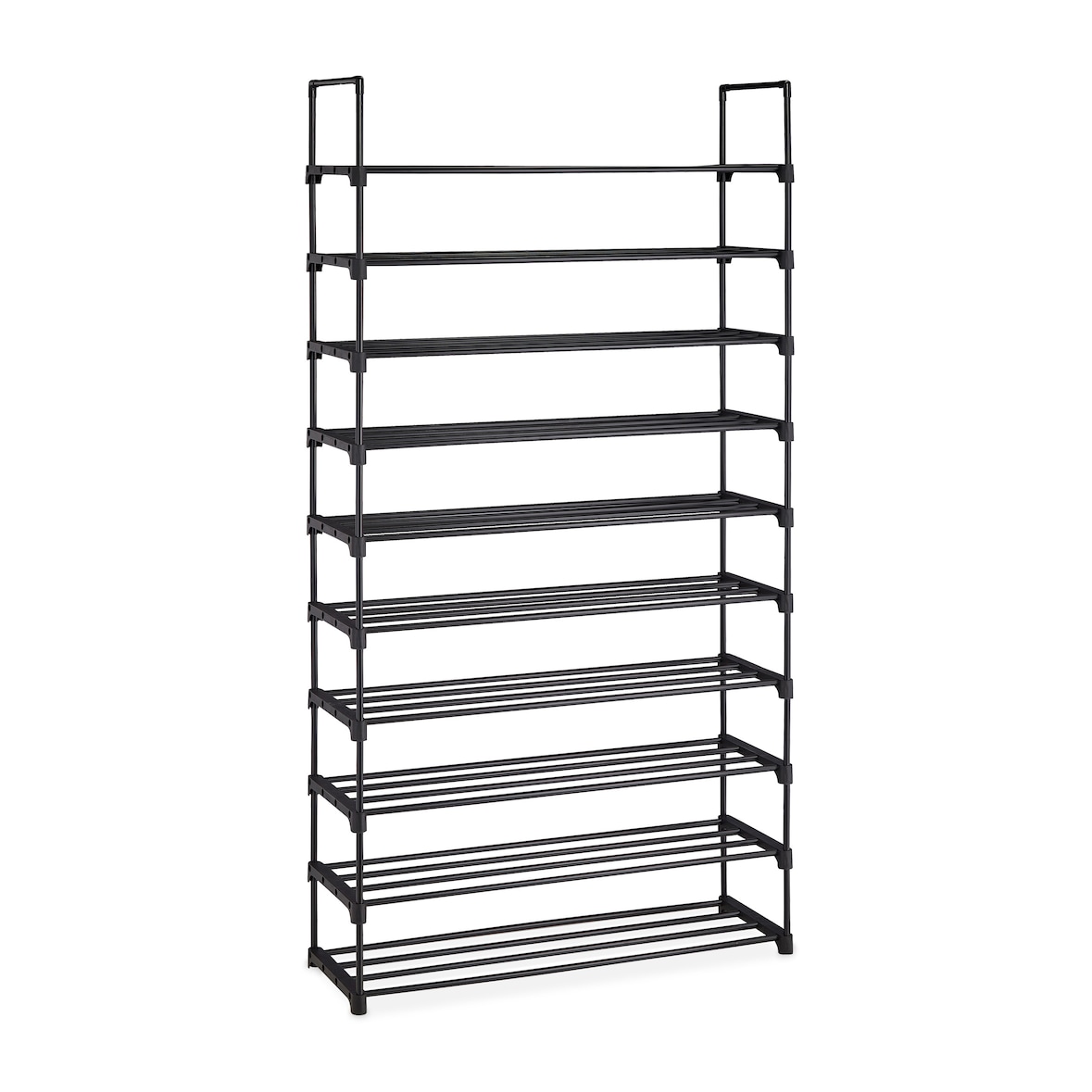 Relaxdays XXL Schuhregal Stecksystem, 10 Ebenen, modular, HxBxT: 175,5 x 93 x 30,5 cm, Schuhaufbewahrung Metall, schwarz