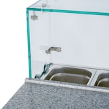 thumbnail of Romux® Table a Pizza Réfrigérée 2 Portes 90x70 cm pour 5 Bacs GN 1/6 Plan de Travail en Marbre et Cloche en Verre | Préparation Pizzas et Salades