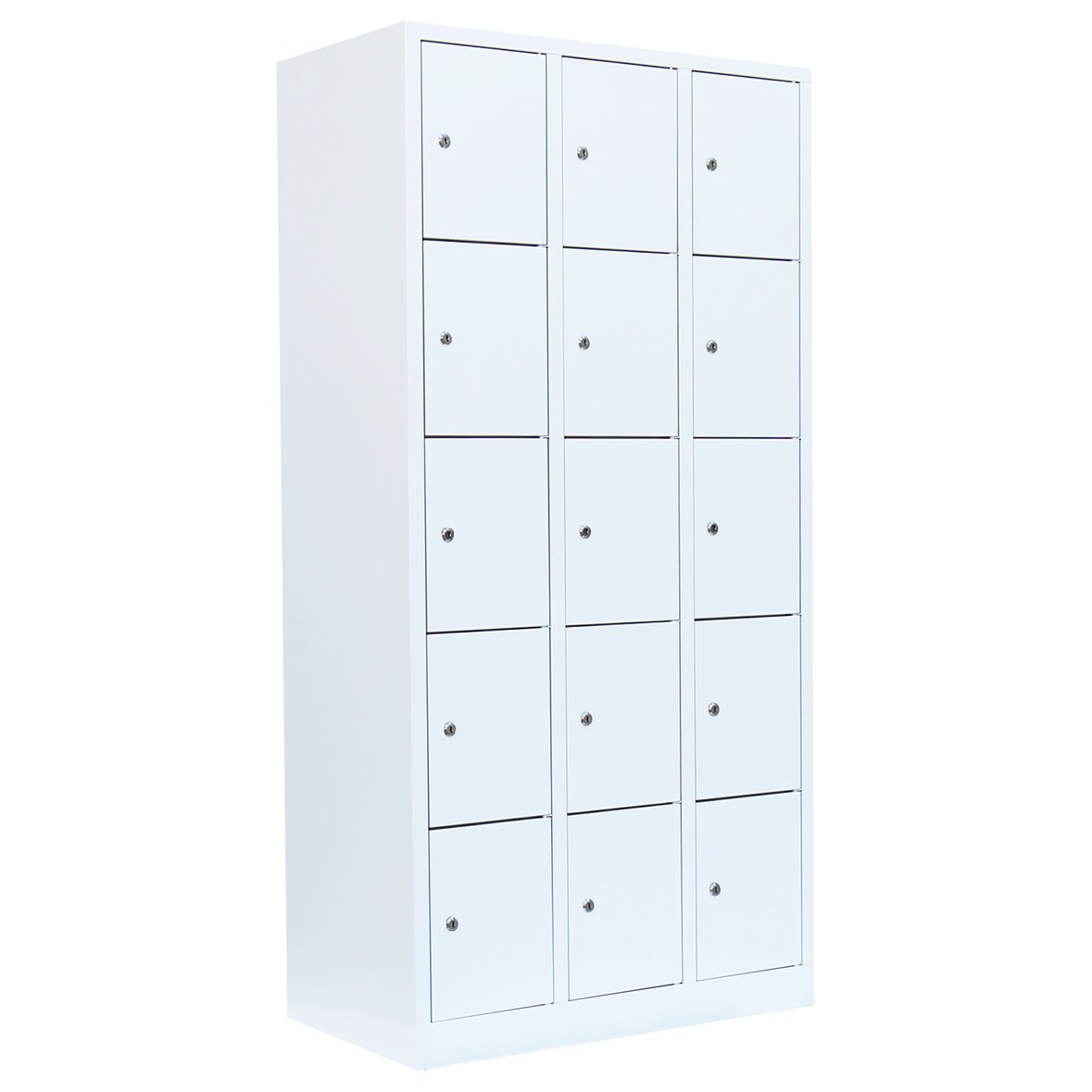 Lüllmann® Schließfachschrank, 3 Abteile, 15 Fächer, 1800 x 885 x 500 mm, signalweiß