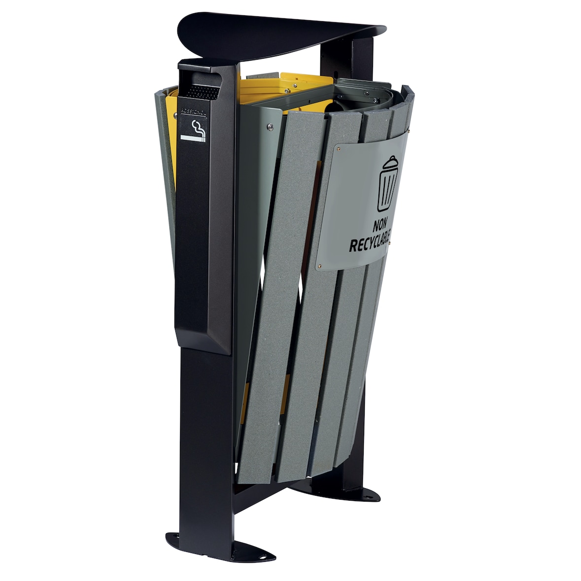 ROSSIGNOL Corbeille de tri 2x60L emballage - autres déchets + cendrier 3L ARKEA BRIK