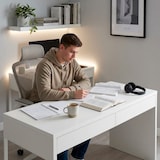 thumbnail of Scrivania Ufficio Home Office Studio Design Moderno Tavolo Lavoro Computer Cassetti Arredo Casa Professionale Ampia Superficie 138 x 50 x 75 Cm Bianco
