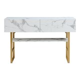 thumbnail of Helloshop26 - Mesa de consola 75 x 120 x 30 cm efeito mármore branco e dourado 03_0010889