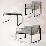 thumbnail of Outsunny conjunto de jardín exterior de ratán sintético de 4 piezas incluye sofá de 2 plazas 2 sillones 1 mesa de centro con cojines gris y natural