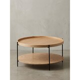 thumbnail of Eichenfurnier Couchtisch mit Stauraum, Metallgestell, Erhöhter Rand. 78x78x40 cm | Kadima Design