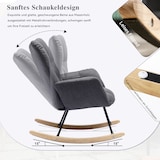 thumbnail of Gepolsterter Schaukelstuhl Grau 80x70x95 cm – Leinenstoff, Holz- & Metallrahmen, ergonomisch, Wohnzimmer & Schlafzimmer