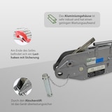 thumbnail of Forstseilwinde 3200 kg inkl. 20m Seil Abscherstiften Sicherheits - Lastenhaken Greifzug Seilwinde