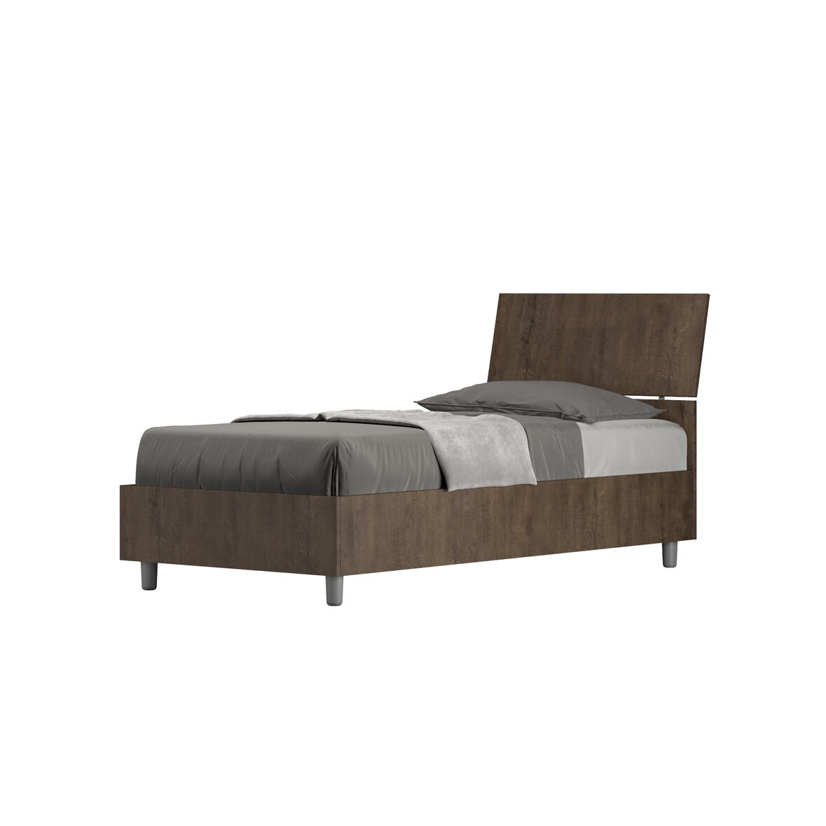 Cama sin somier 80x190 con cabecera inclinada nogal Demas