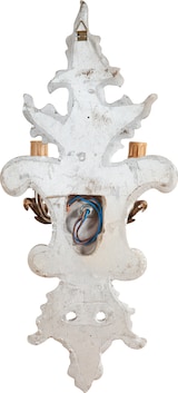 thumbnail of BISCOTTINI Shabby wandleuchte in holz und eisen antik silber blatt finish made in italy 18x25x55 cm